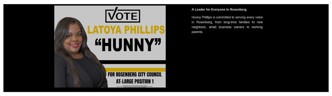 Hunny Phillips For Rosenburg City Council Cover Image